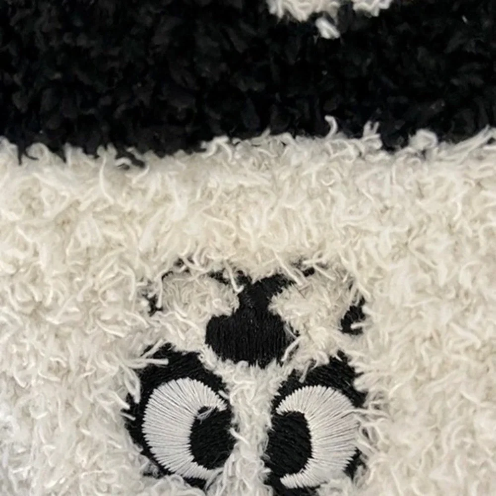 Baby Fuzzy Leg Warmers Polka Dot Black White Cute Animal‎ Face Bottoms Toddler